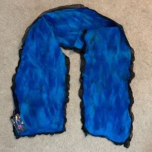 Vibrant Blue and Black Women's Scarf
